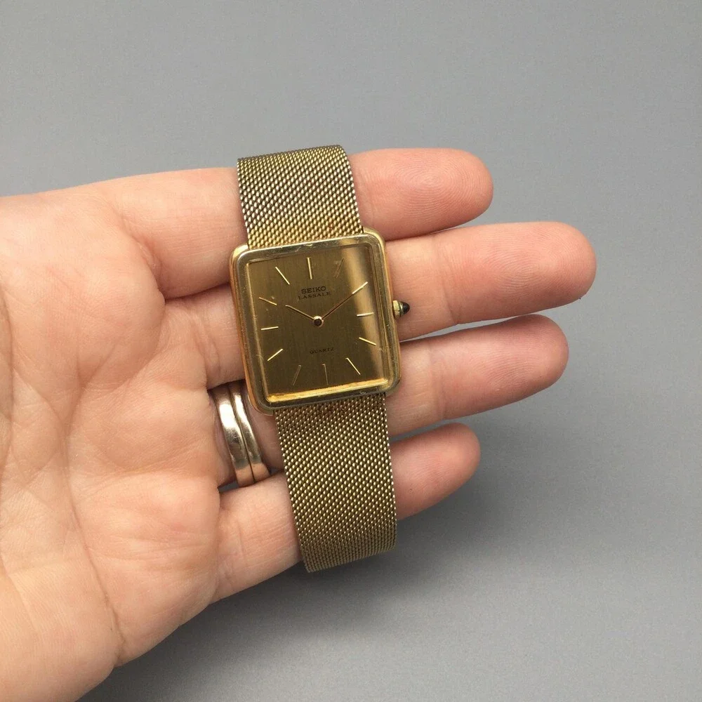 Vintage Seiko Lassale Womens Watch 29mm Gold Tone 6020-5039 7.25